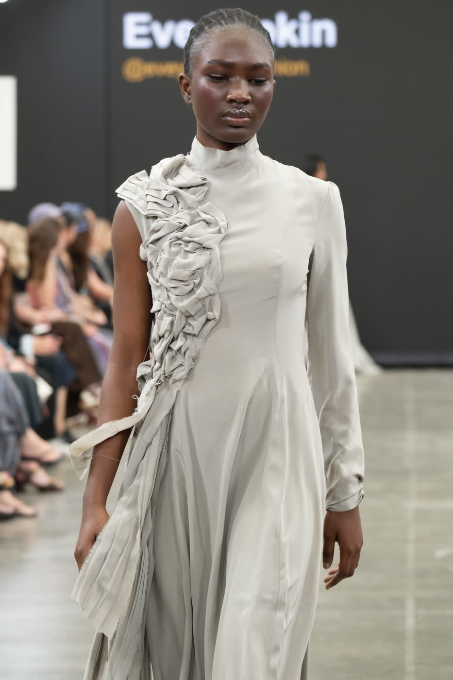 Look 01, detail of the ruffle cascade. Photograph by Stone Clove.