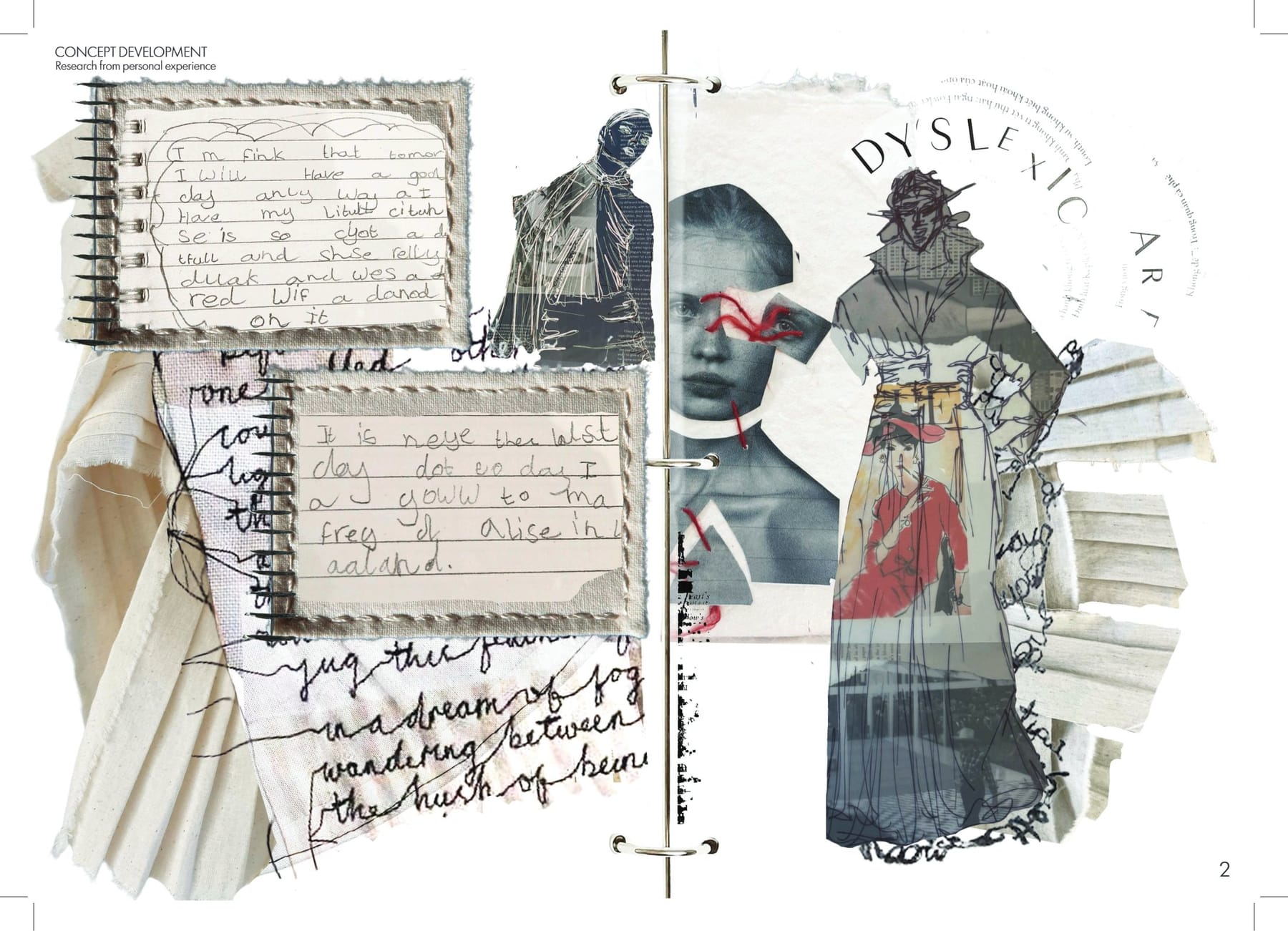 Portfolio page 3. Concept development, research from personal experience.